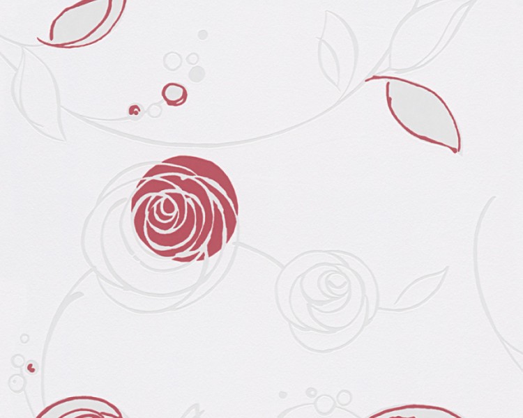 TAPETA AS CREATION NA FLIZELINIE ESSENTIALS  ZAKRĘCONE CZERWONE KWIATY BEŻOWE TŁO 305362.jpg