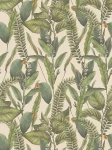 Tapeta 39413-2 A.S. Creation Drawn Into Nature tapeta z motywem dżungli kwiatowej z liśćmi i kwiatami, matowa struktura – kremowy, zielony, pomarańczowy