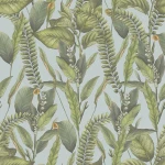Tapeta 39413-3 A.S. Creation Drawn Into Nature tapeta kwiatowa w stylu dżungli z liśćmi i kwiatami strukturalny mat – niebieski, zielony, pomarańczowy