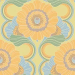 Tapeta 39530-1 A.S. Creation Retro Chic tapeta retro o lekko strukturalnej fakturze z motywem kwiatowym – niebieski, żółty, zielony