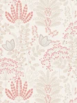 Tapeta 39349-2 A.S. Creation Famous Garden tapeta kwiatowa z liśćmi w stylu retro, lekko strukturalna, matowa – biała, szarobrązowa, różowa
