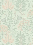 Tapeta 39349-3 A.S. Creation Famous Garden tapeta kwiatowa z liśćmi w stylu retro, lekko strukturalna, matowa – zielony, szary, różowy