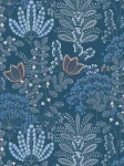 Tapeta 39349-4 A.S. Creation Famous Garden tapeta flizelinowa kwiatowa z liśćmi w stylu retro, lekko strukturalna, matowa – niebieski, biały, szary