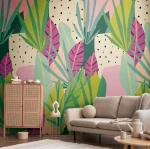 Tapeta mural panel 78208-1 A.S. Creation Anna D'Andrea tapeta na flizelinie „jungle vibes” 159 cm szerokości x 280 cm wysokości - żywy wzór liści w mocnych kolorach, gładki - kolorowy