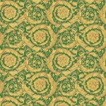Tapeta 36692-6 Versace 4 AS Creation ornament kwiatowy - zielony, metaliczny, żółty