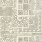 Tapeta 37048-5 Versace 4 AS Creation ornament płytki z barokowymi złotymi detalami - srebrna, szara, biała