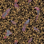 Tapeta 37053-1 Versace 4 AS Creation ornament w rajskie ptaki i złote akcenty - złoto, czerń, żel