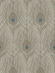 Tapeta 36971-6 Absolutly Chic AS Creation brązowa flizelinowa z pawimi piórami - brąz, szary, niebieski