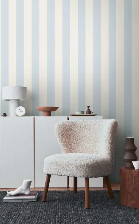 Blockstreifen-Tapete mit Textil-Look für junges Design – Blau, Weiß_0006.webp