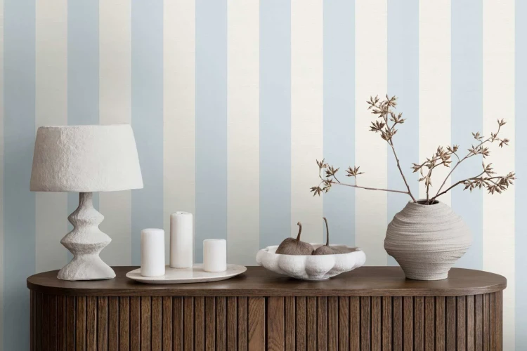 Blockstreifen-Tapete mit Textil-Look für junges Design – Blau, Weiß_0007.webp