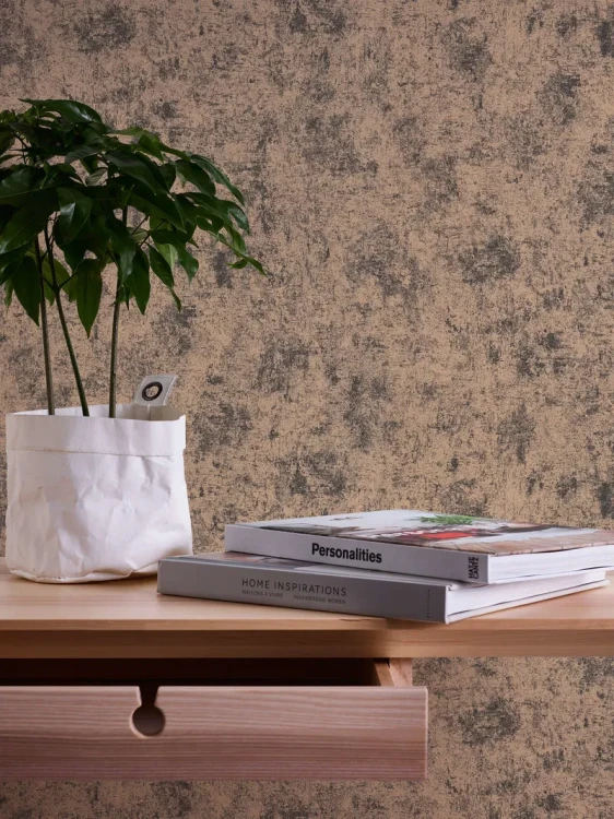 Tapete mit Metalliceffekt glänzend glatt – Beige, Schwarz, Metallic_0007.webp