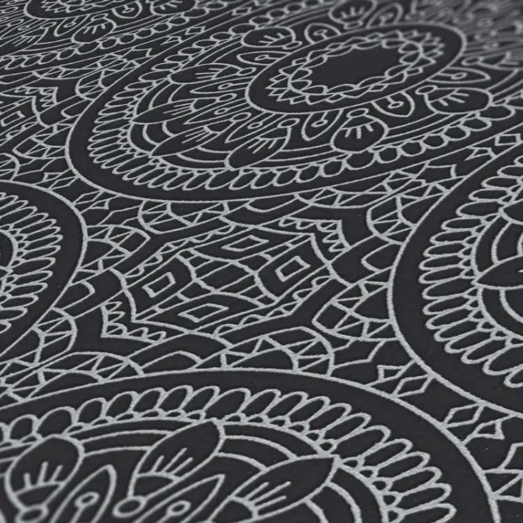 Grafik-Tapete mit Kreis-Muster glänzend glatt – Schwarz, Silber_0004.webp