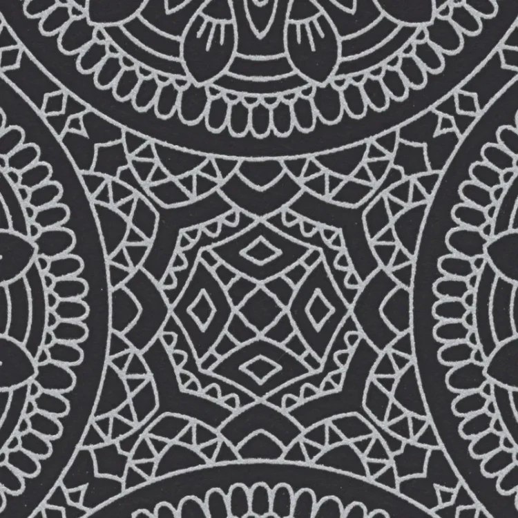 Grafik-Tapete mit Kreis-Muster glänzend glatt – Schwarz, Silber_0005.webp