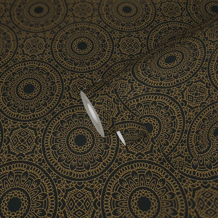 Grafik-Tapete mit glänzendem Kreis-Muster glatt – Schwarz, Gold_0002.webp