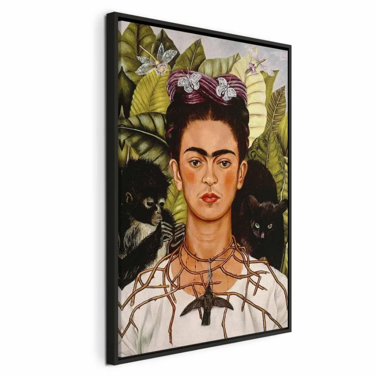 Obraz - Frida Kahlo – Autoportret z naszyjnikiem z cierni i kolibrem
