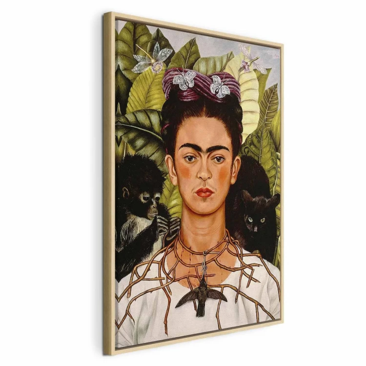 Obraz - Frida Kahlo – Autoportret z naszyjnikiem z cierni i kolibrem