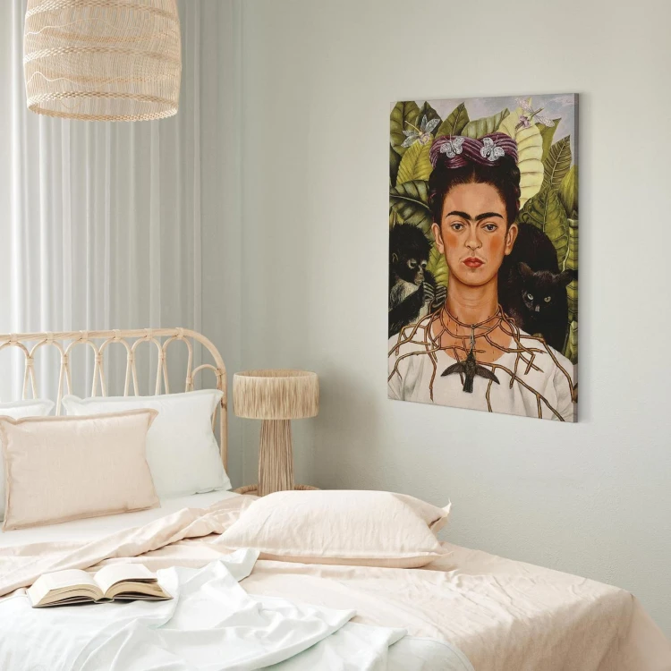 Obraz - Frida Kahlo – Autoportret z naszyjnikiem z cierni i kolibrem