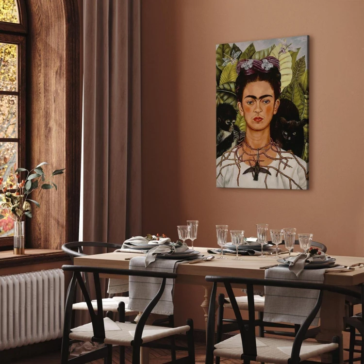 Obraz - Frida Kahlo – Autoportret z naszyjnikiem z cierni i kolibrem