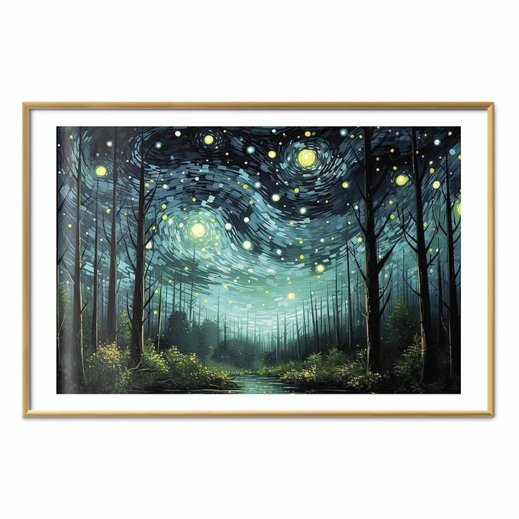Plakat - Gwieździsta noc - współczesna wersja nocnego nieba Van Gogha
