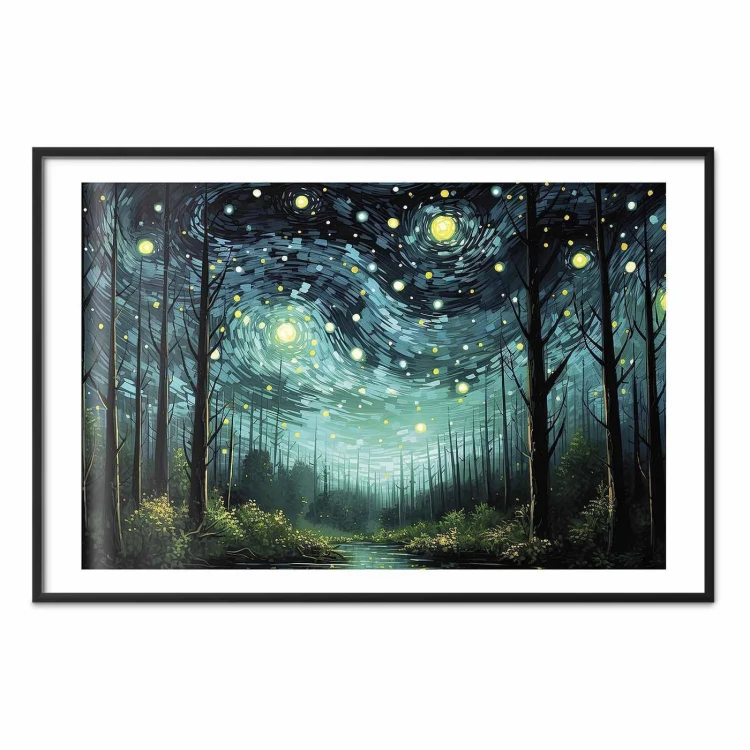 Plakat - Gwieździsta noc - współczesna wersja nocnego nieba Van Gogha