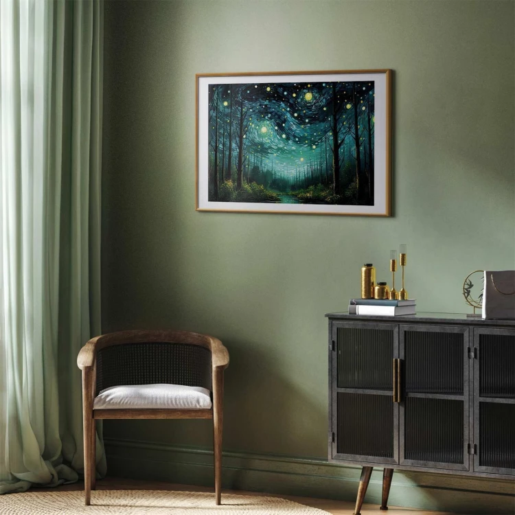 Plakat - Gwieździsta noc - współczesna wersja nocnego nieba Van Gogha