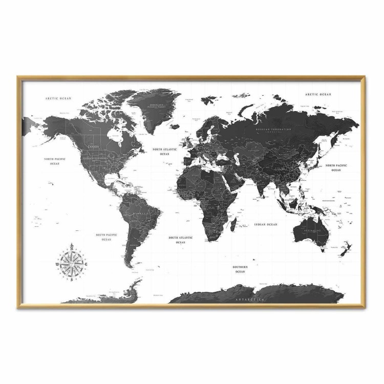Plakat - Monochromatyczna mapa