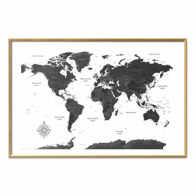 Plakat - Monochromatyczna mapa
