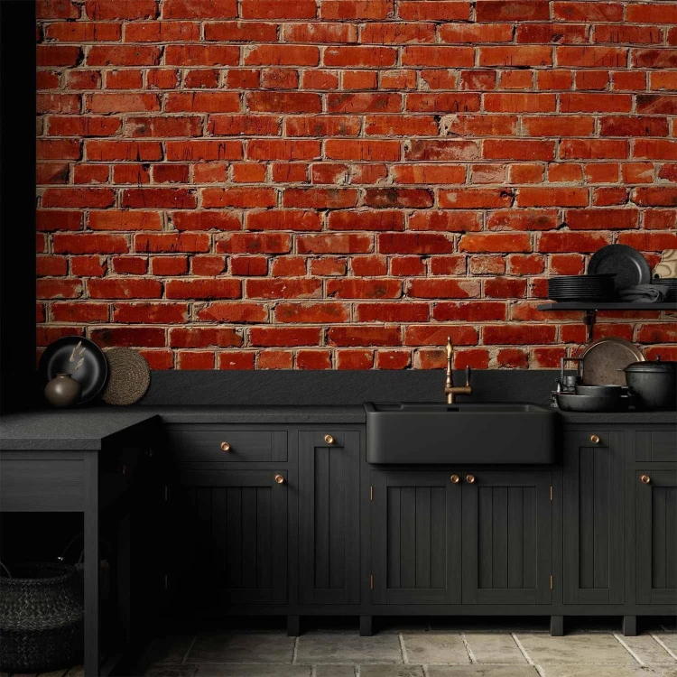 Fototapeta - Stara ściana - mur z czerwonej cegły w stylu retro