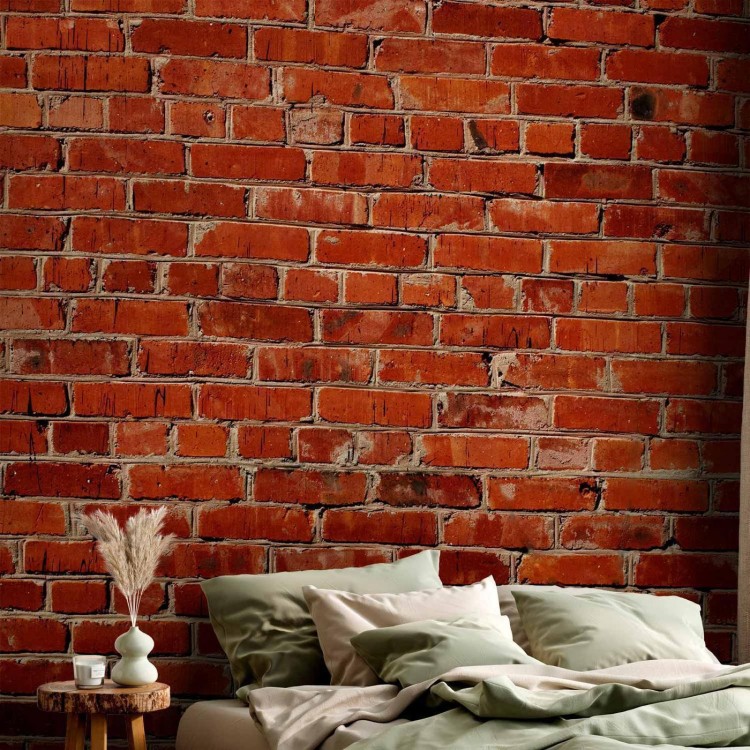 Fototapeta - Stara ściana - mur z czerwonej cegły w stylu retro