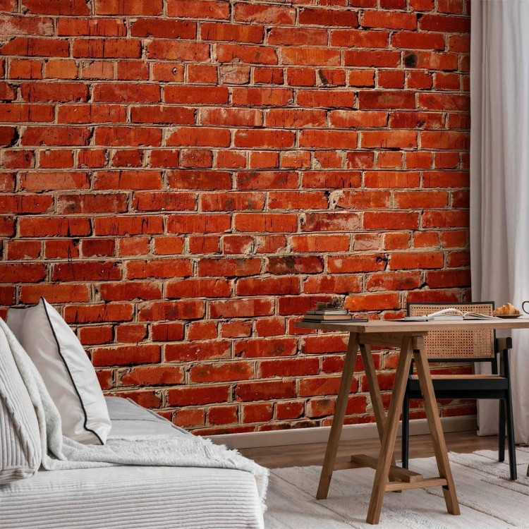 Fototapeta - Stara ściana - mur z czerwonej cegły w stylu retro