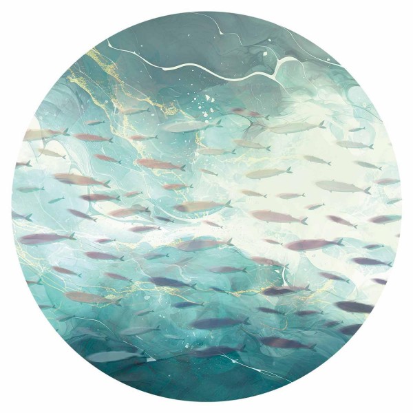 Fototapeta okrągła - Ławica drobnych ryb