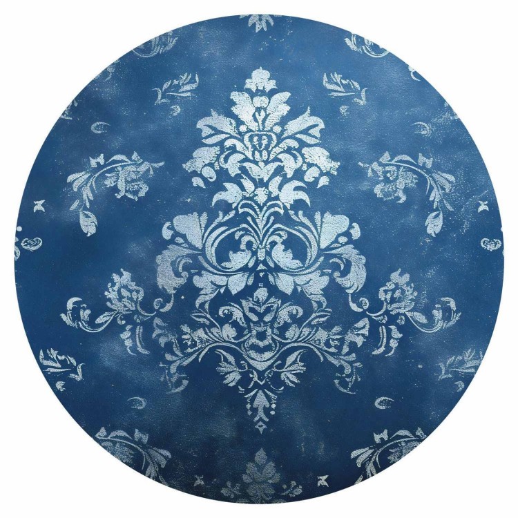 Fototapeta okrągła - Retro ornament w przetartych błękitach