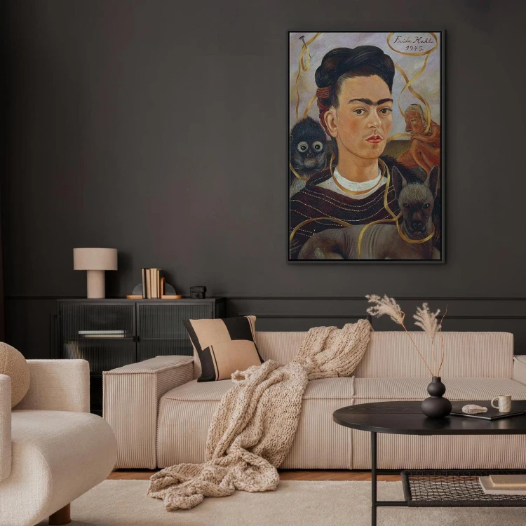 Obraz - Frida Kahlo – Autoportret z Changuito