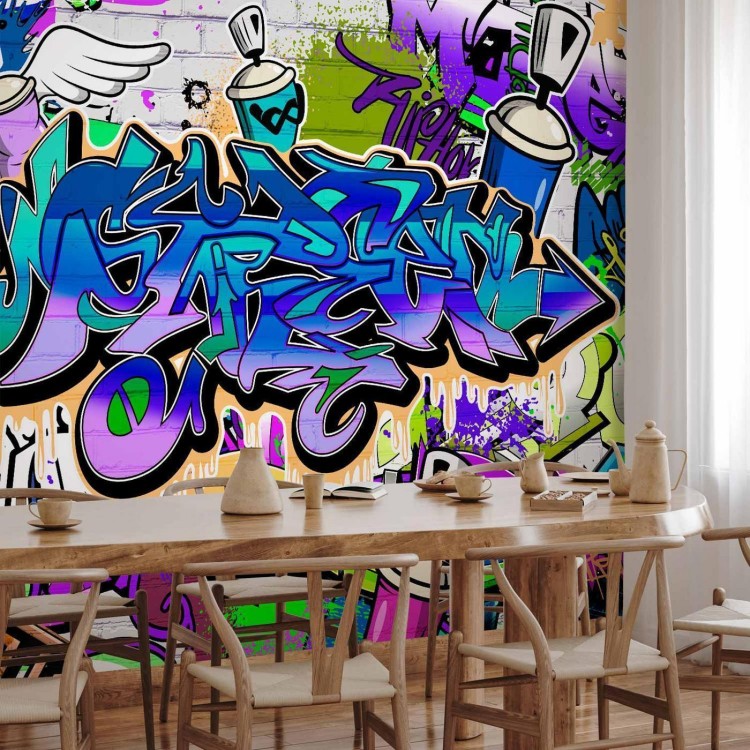 Fototapeta - Graffiti: fioletowy motyw