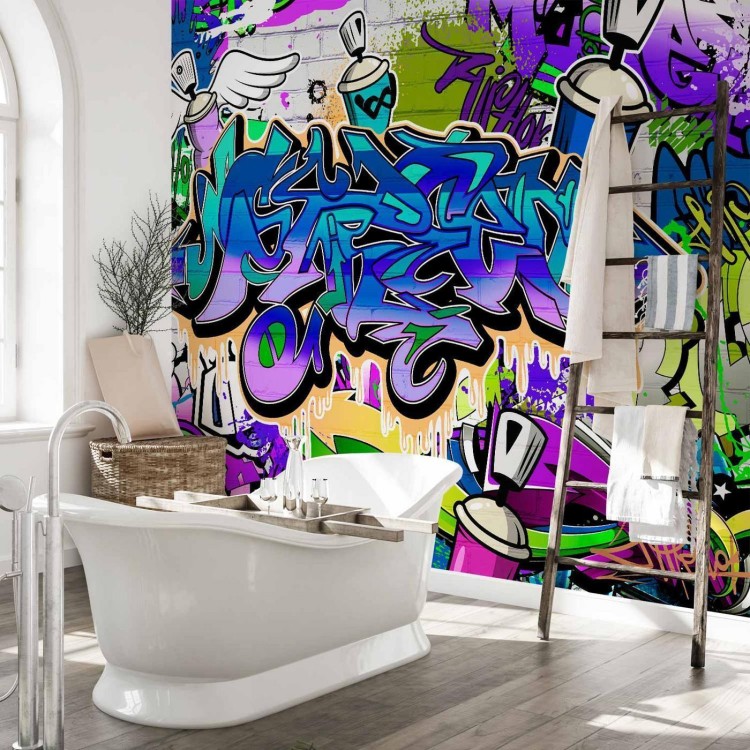 Fototapeta - Graffiti: fioletowy motyw