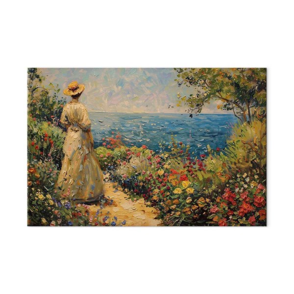 Obraz XXL - Nostalgiczna impresja - zamyślona kobieta kontempluje krajobraz