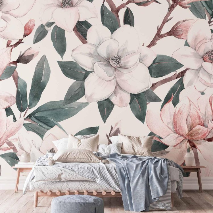 Fototapeta - Akwarelowe magnolie - drugi wariant