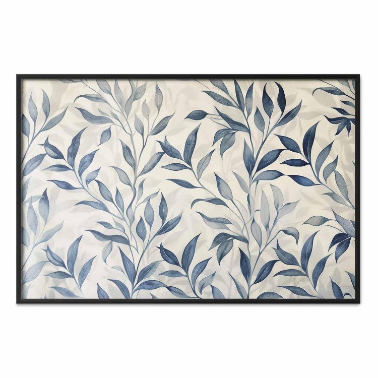 Plakat - Delikatny motyw botaniczny z niebieskimi listkami