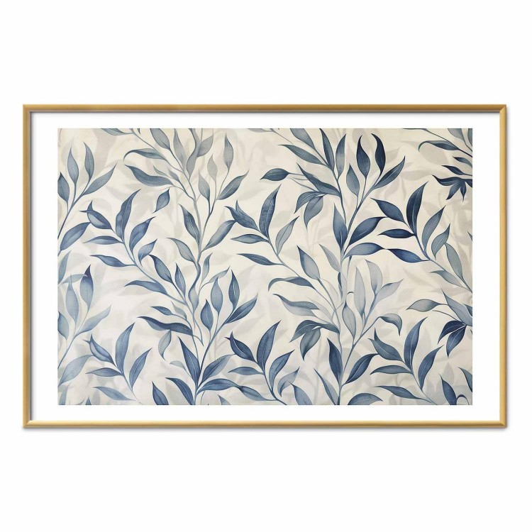 Plakat - Delikatny motyw botaniczny z niebieskimi listkami