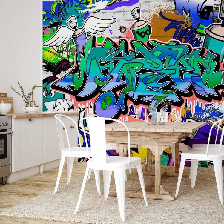 Fototapeta - Grafiti: niebieski motyw