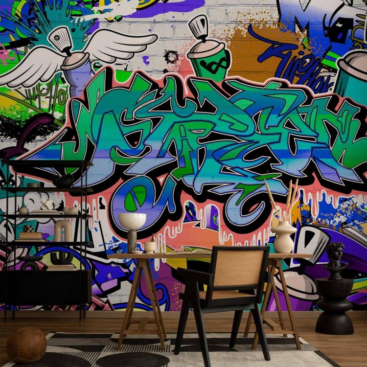 Fototapeta - Grafiti: niebieski motyw