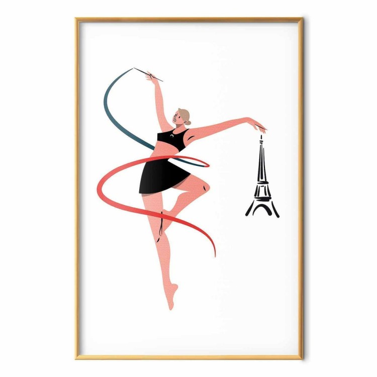 Plakat - Ilustracja kobiety z szarfą - gimnastyka artystyczna