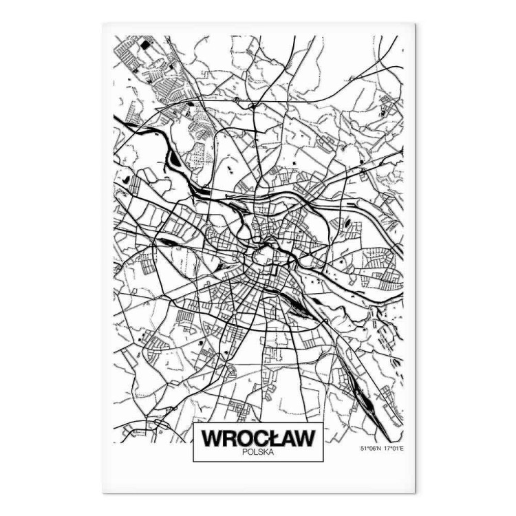 Obraz - Mapa miasta: Wrocław (1-częściowy) pionowy