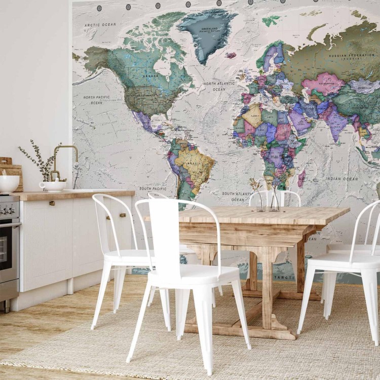 Fototapeta - Nauka geografii - mapa świata z podpisanymi państwami po angielsku