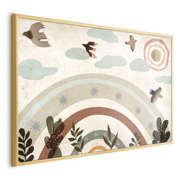 Plakat - Tęcza i ptaki