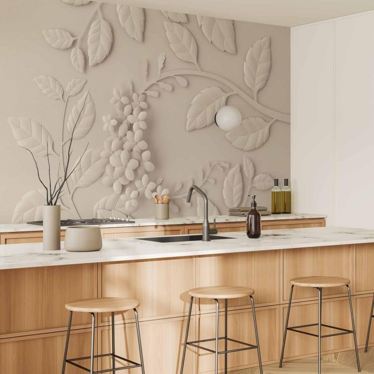 Fototapeta - Papierowe kwiaty (kremowy)