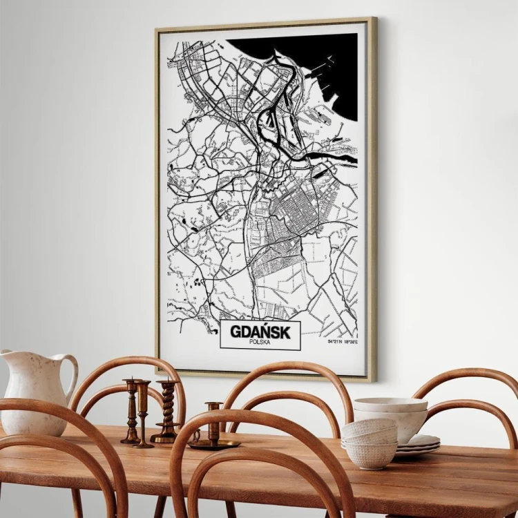 Obraz - Mapa miasta: Gdańsk (1-częściowy) pionowy