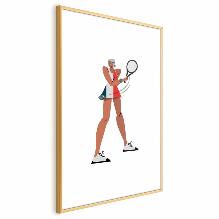 Plakat - Tenisistka z rakietą na białym tle - ilustracja