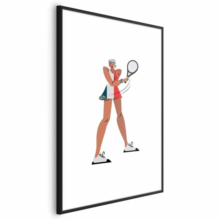 Plakat - Tenisistka z rakietą na białym tle - ilustracja