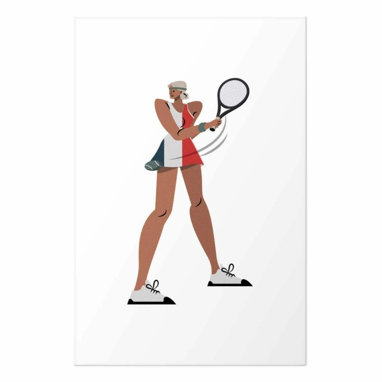 Plakat - Tenisistka z rakietą na białym tle - ilustracja